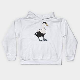 Drawing of a Common Eider Kids Hoodie